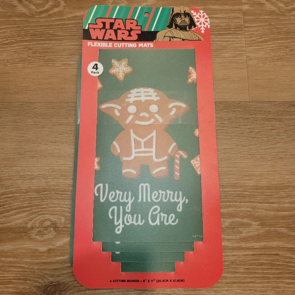 New Star Wars 4 pack Kitchen Flexible Cutting Mats Yoda as Gingerbread Cookie